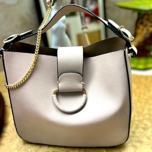 Zara Cross-body Top-Handle Bag with Chain accents, Snap Closure. bag not lined.